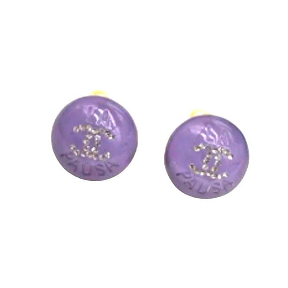 Chanel La Pausa CC Button Lilac Pearl Earrings Autumn/Pre-Fall 2023 (CCXX020) - Picture 2 of 7